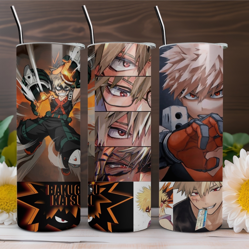 Anime Character Bakugo Stainless Steel Tumbler - Orange and Black